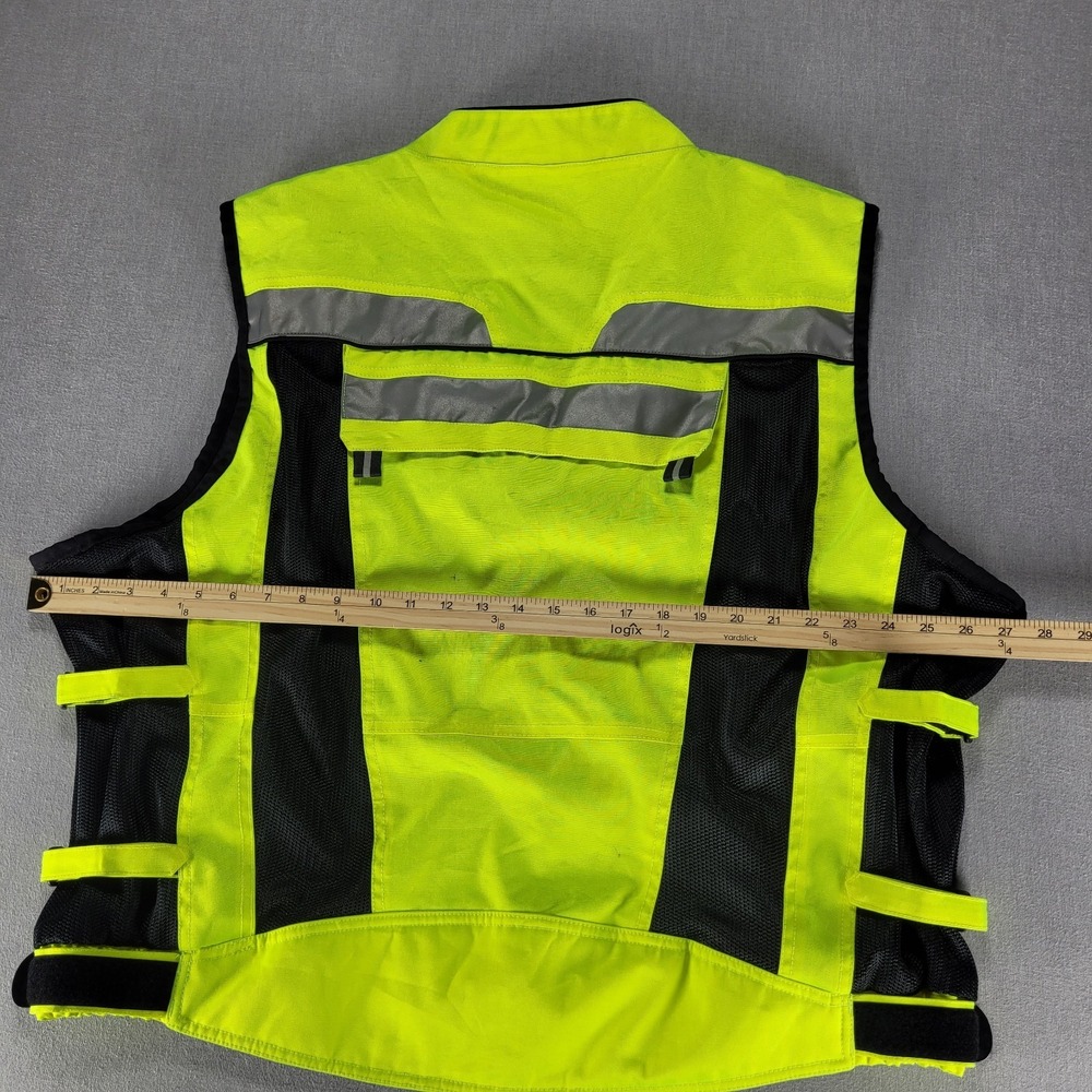 Olympia Moto Sports Reflective Neon Yellow Safety Vest Men's XL 2XL - Picture 13 of 14